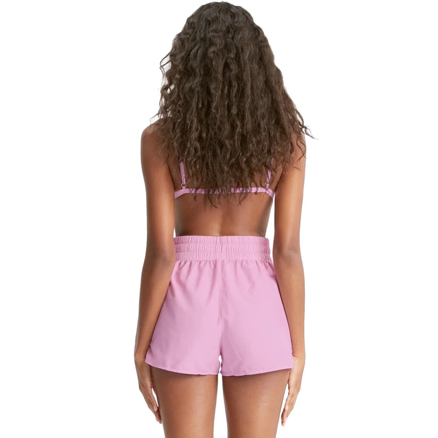 Billabong Pastel Bright Pink Drawstring Waist Welt Pocket Logo Gym Shorts Small