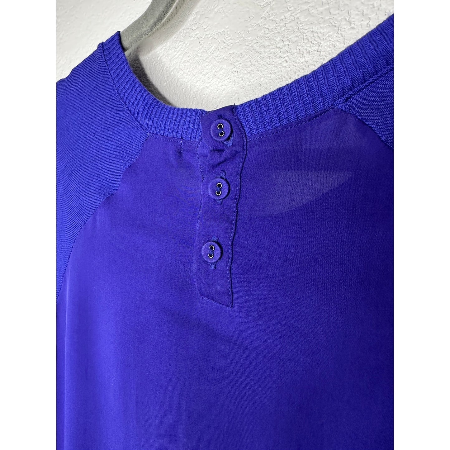Bella Luxx Purple Mixed Media Raglan Long Sleeve Thin Sweater Top S