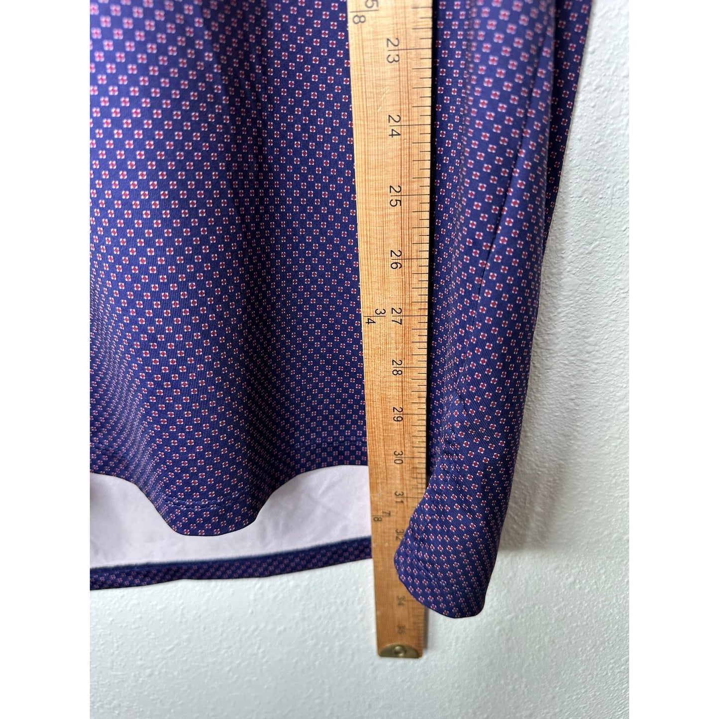 Greyson Purple & Red Square Polka Dot Design Golf Shirt L