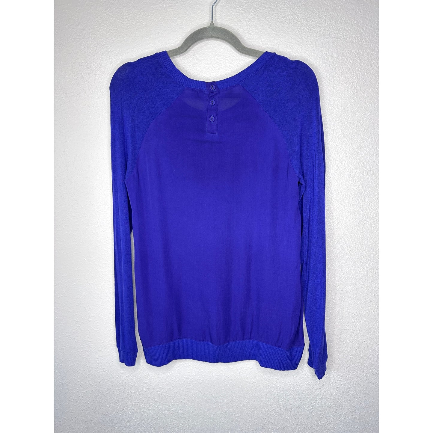 Bella Luxx Purple Mixed Media Raglan Long Sleeve Thin Sweater Top S
