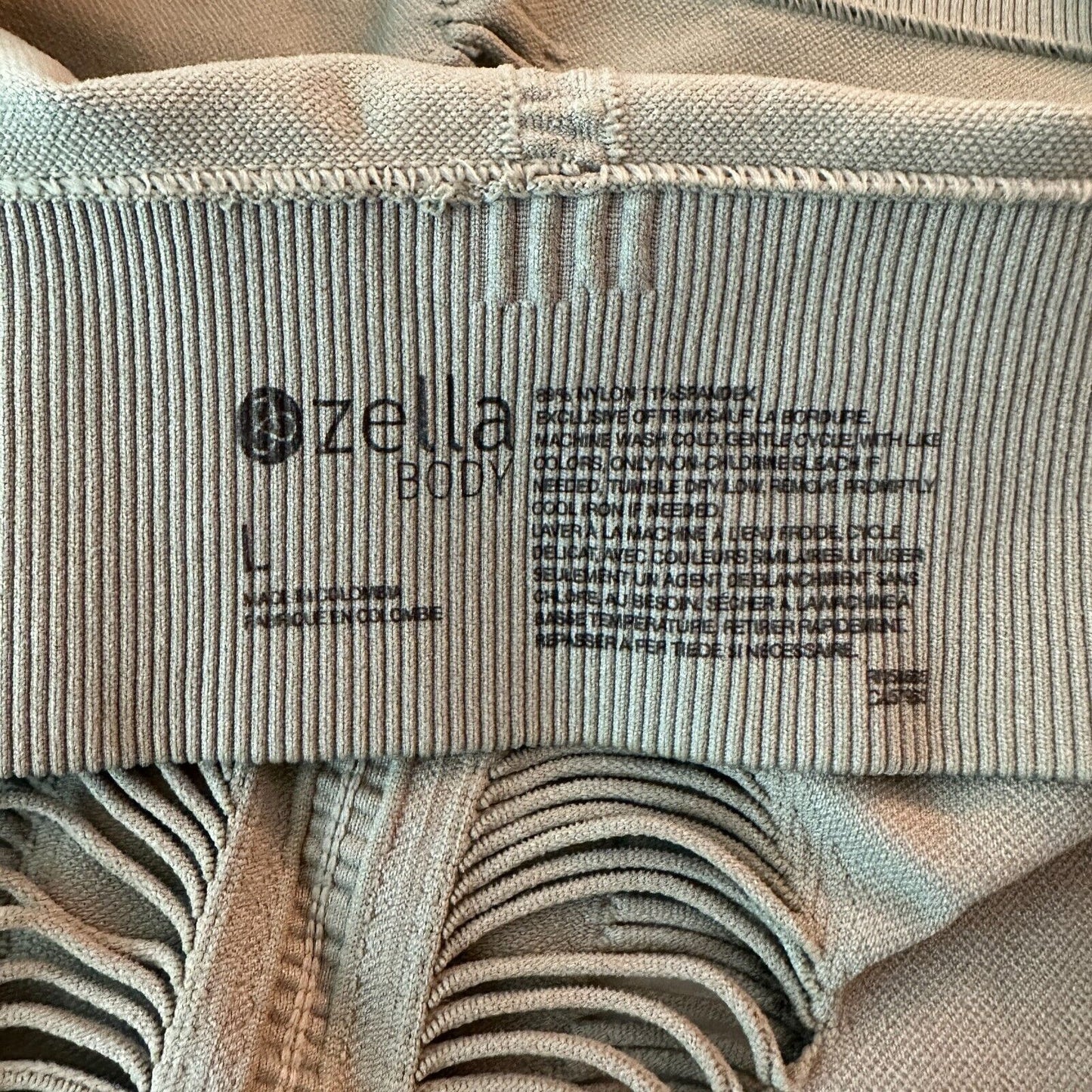Zella Body Natura Longline Sports Bra Front Back Cutaway Green Vetiver Large
