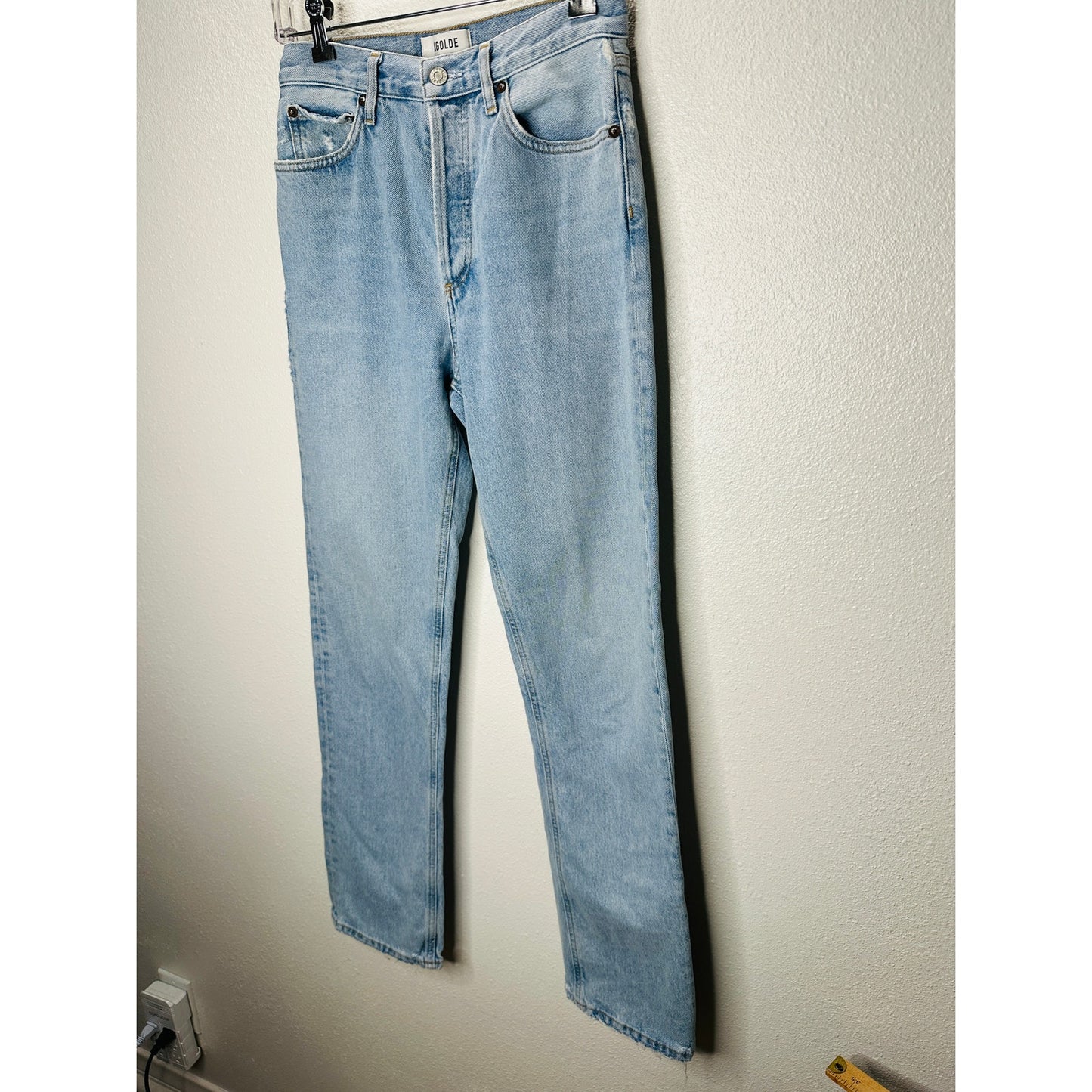 AGOLDE Light Blue Lana Straight Leg Button Fly Denim Jeans 24