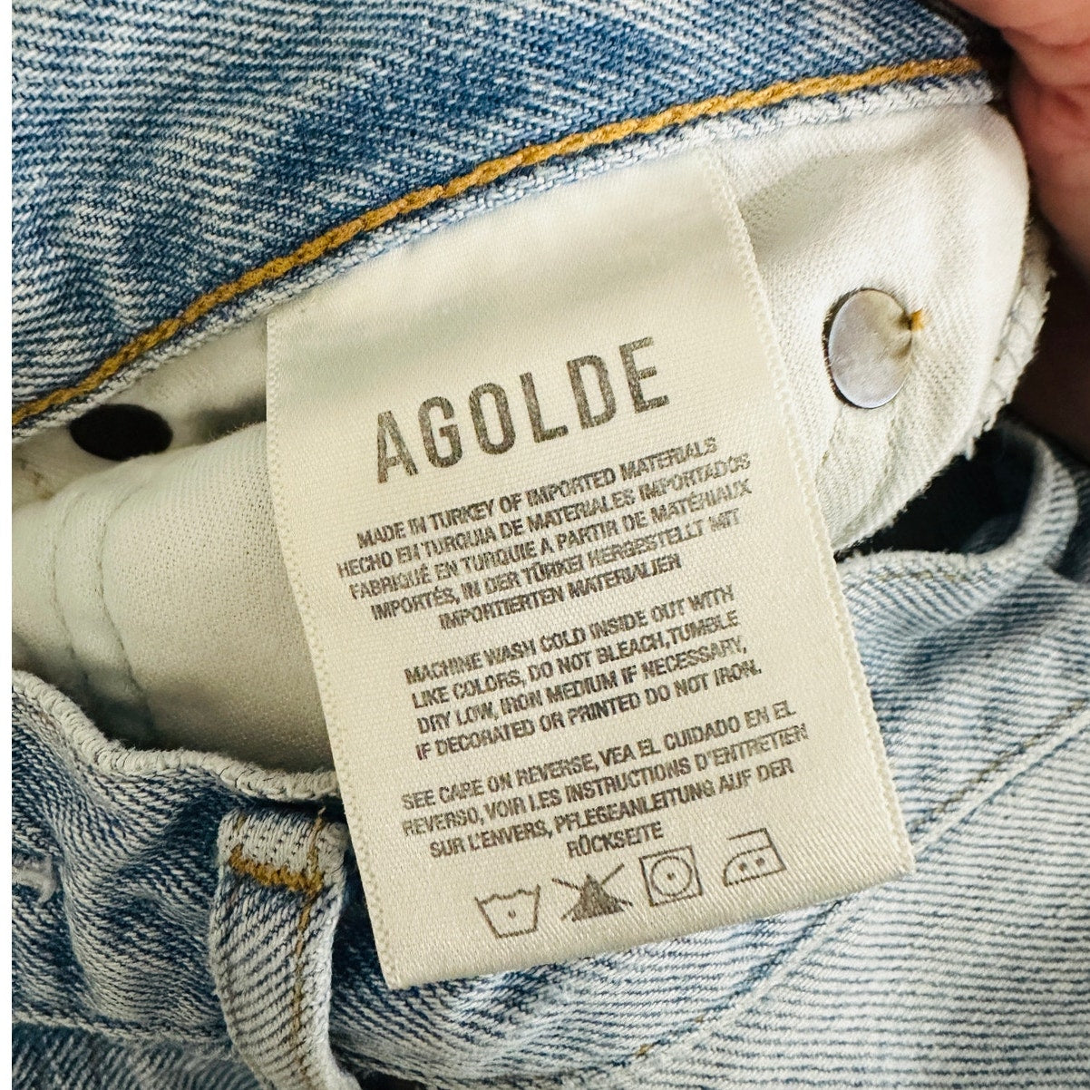 AGOLDE Light Blue Lana Straight Leg Button Fly Denim Jeans 24