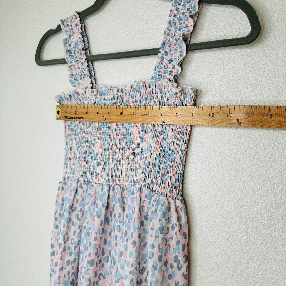 Aqua Muted Pink Cream Blue Smocked Sleeveless Babydoll Top S