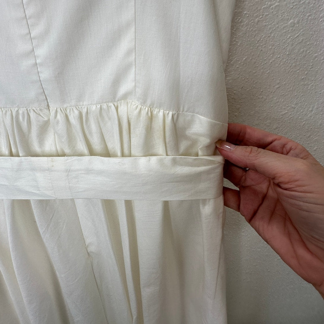 Trina Turk Cream Pleated Vneck Faux Wrap Tie Belt Dress 2
