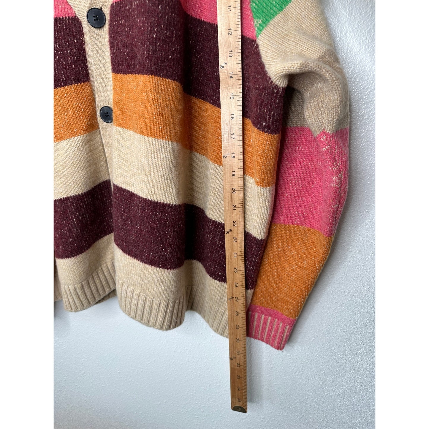 The Elder Statesman Enlightened Bear Striped Cashmere Cardigan L
