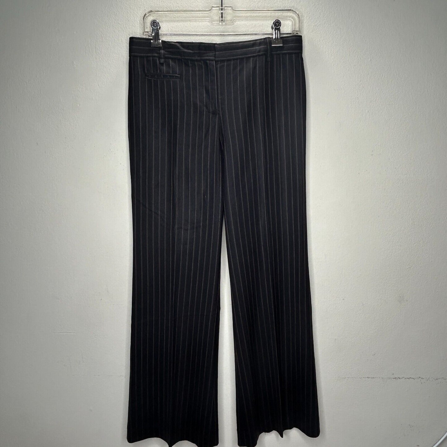 BCBGMAXAZARIA Black w/ Brown & White Pinstripe Wide Leg Zip Up Camilla Pant 2