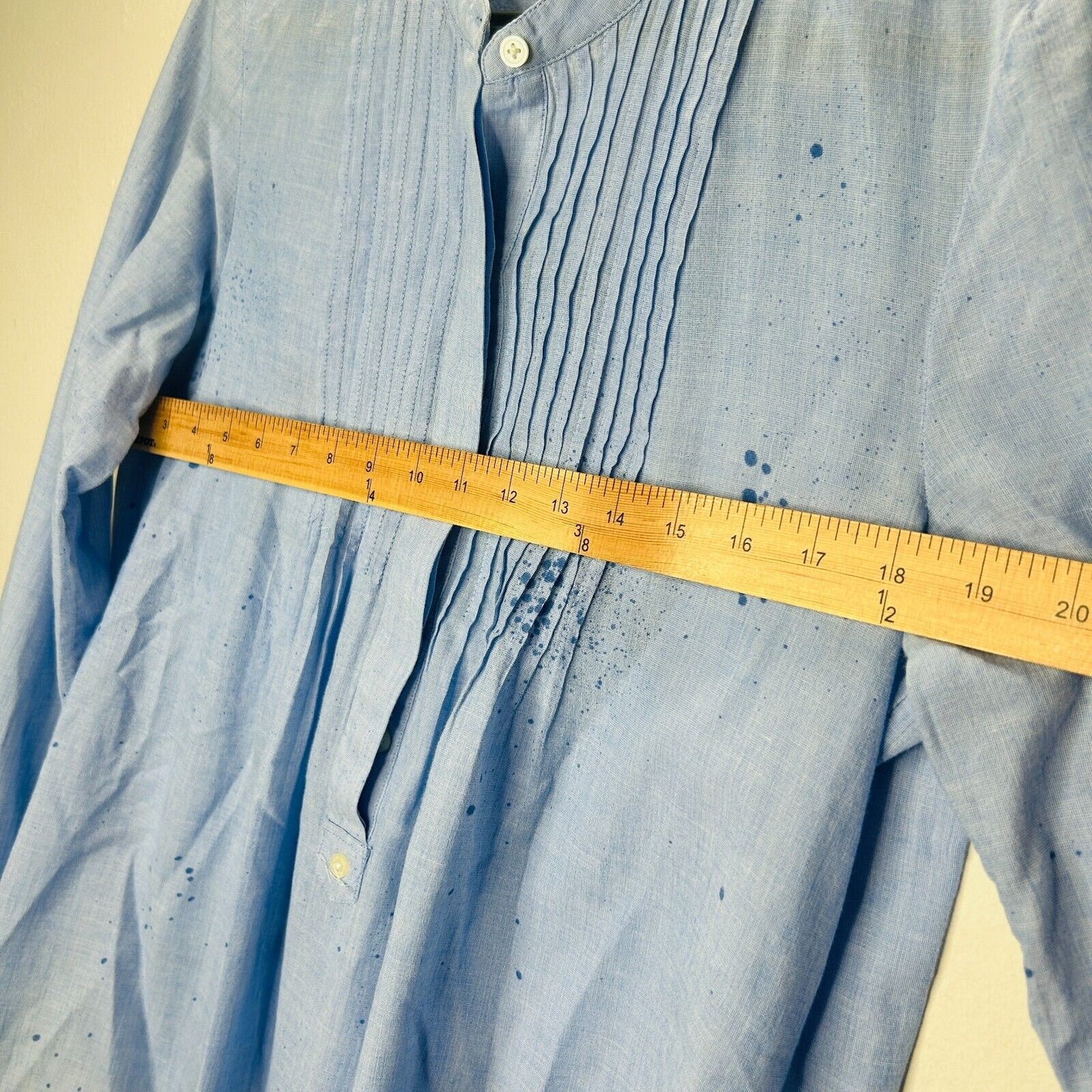 Unique Gap Blue Pintuck Popover Banded Neck I Love You Spray Paint Design Top M