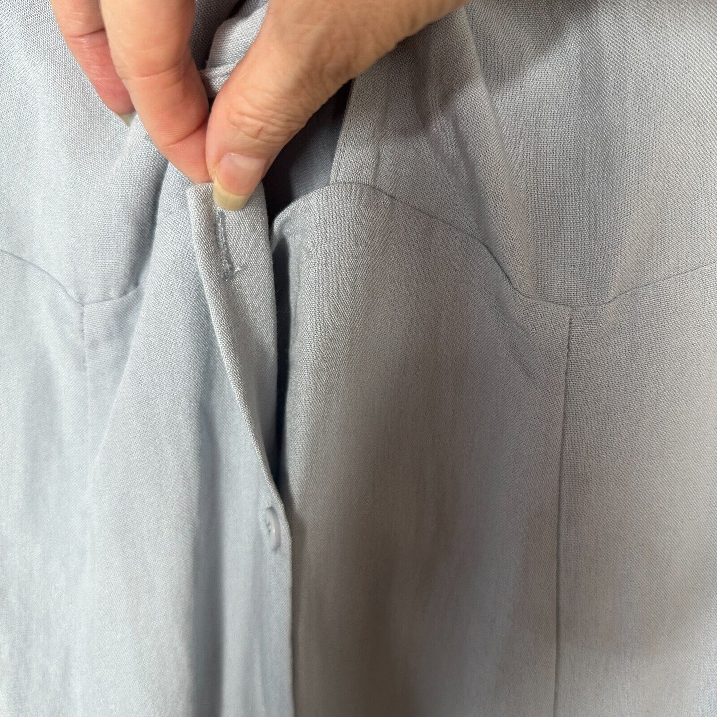 ASTR The Label Light Blue Denim Linen Tie Front Button Closure Midi Dress Medium