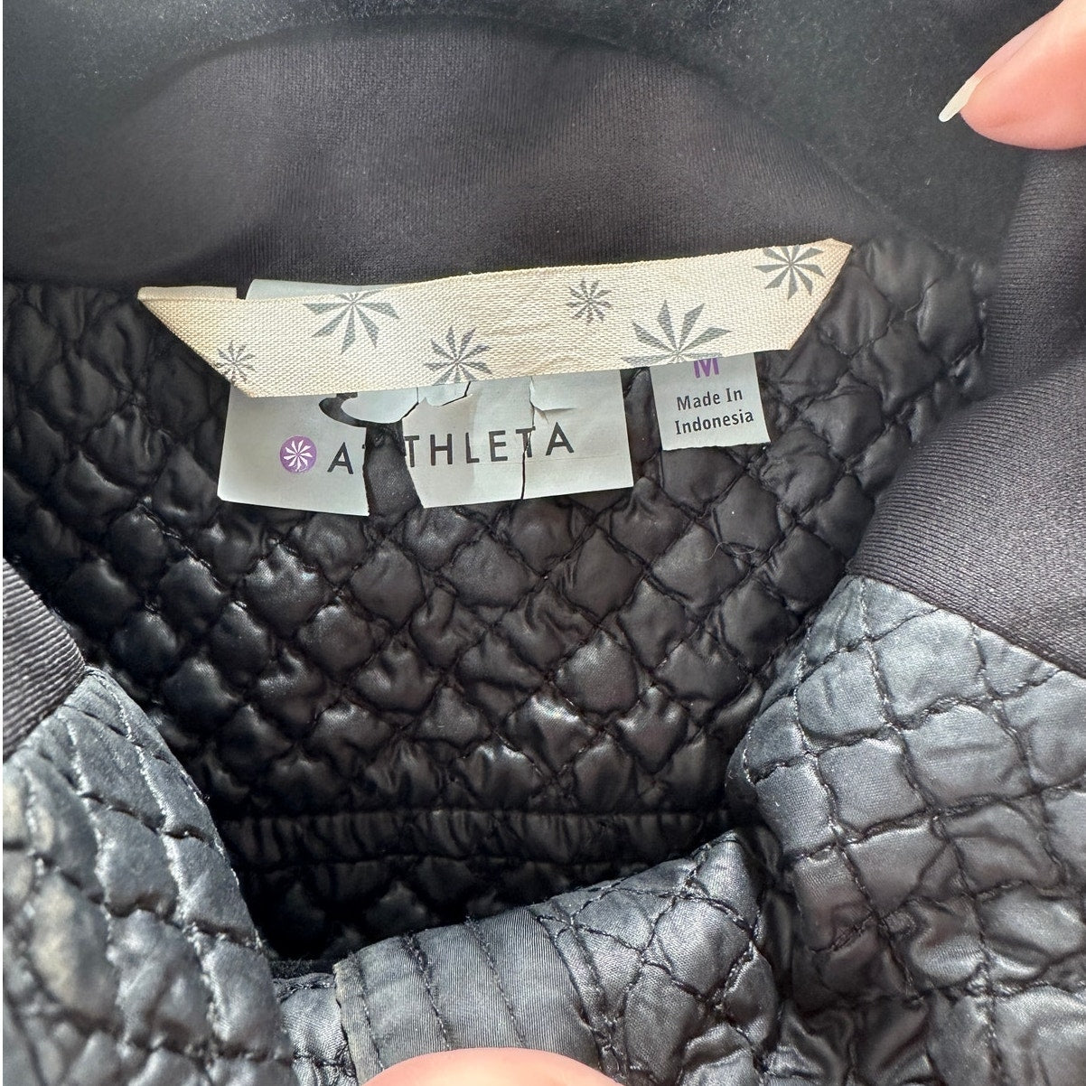 Athleta Black Mixed Media Sleeveless Front Zip Vest Medium