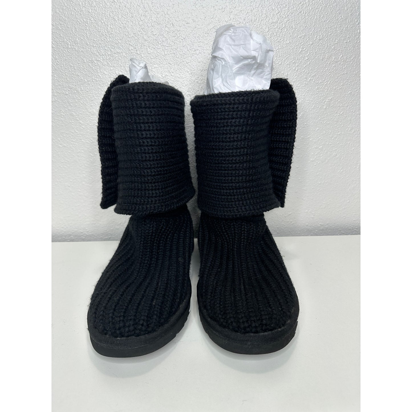 Ugg Black Cardy Classic Knitted Sweater Tall Foldover Button Boot 7