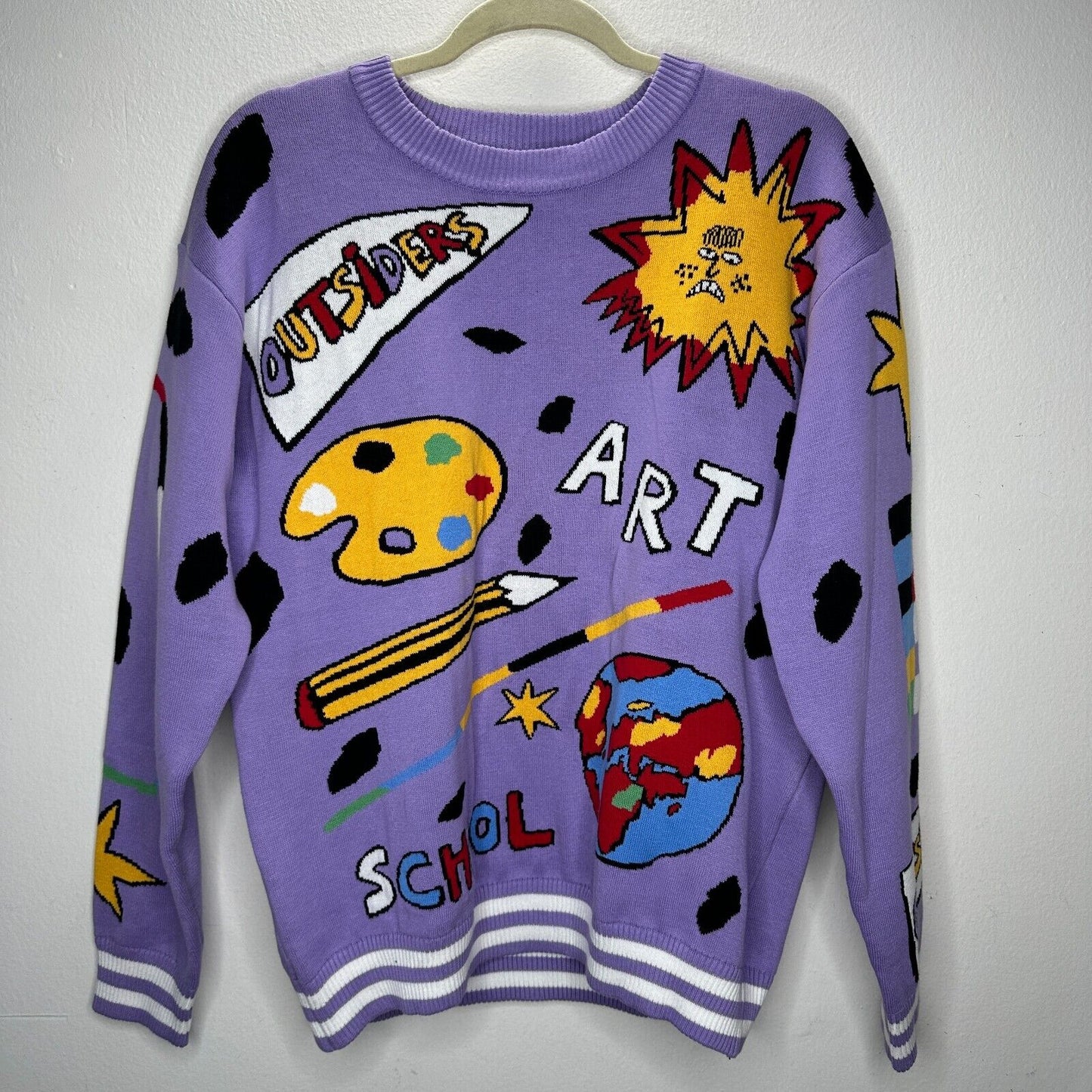 Outsiders Division Unique Purple Multi-Color Art School Graphic Sweatshirt Med