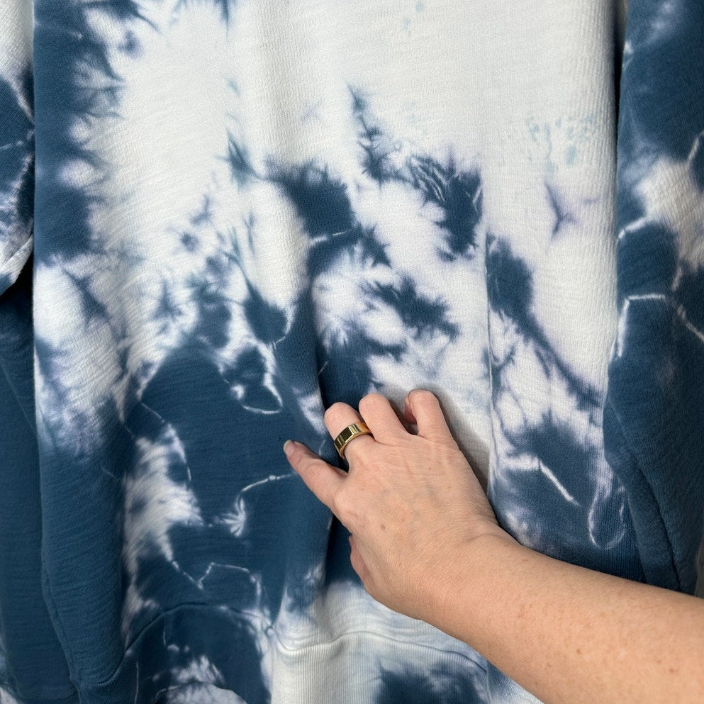 Adriano Goldschmied Dark Teal & Ivory Long Sleeve Tie Dye Sweatshirt XL
