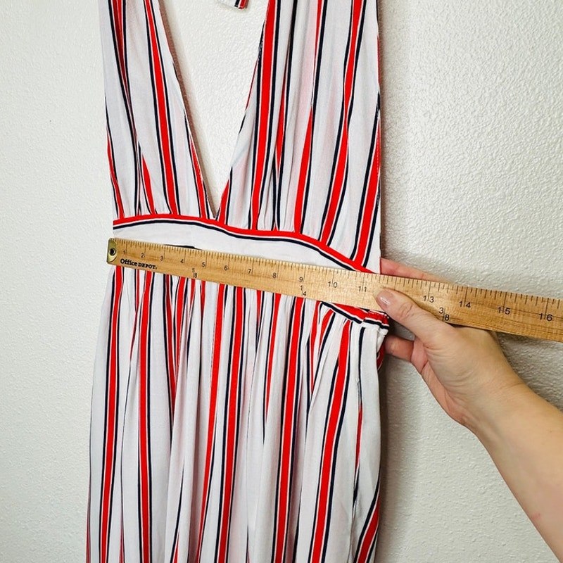 Urban Outfitters Raven White Red Blue Striped Halter Romper Jumpsuit S
