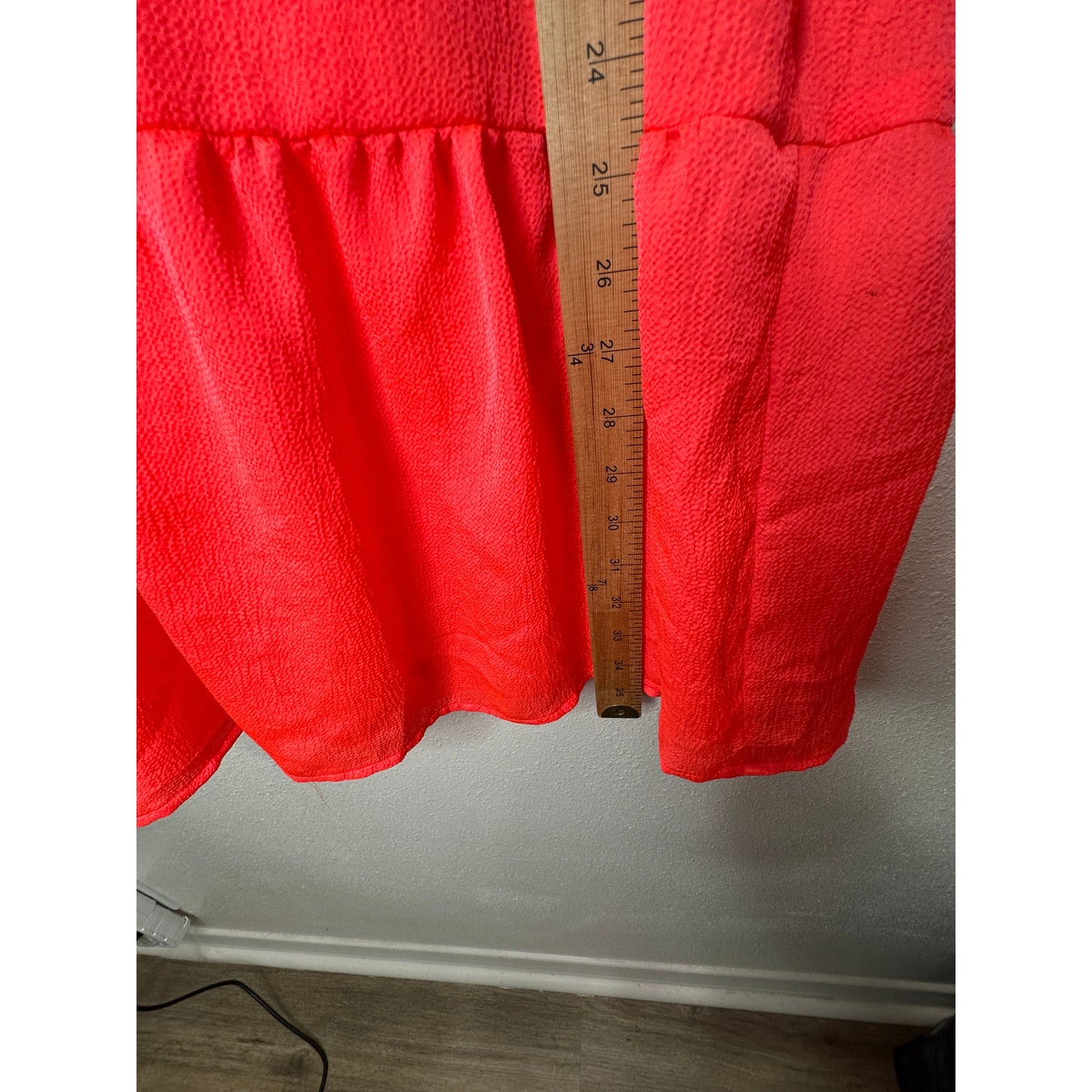 Comptoir Des Cotonniers Florescent Orange Round Neck Cap Sleeve Ruffle Dress 40 / 8