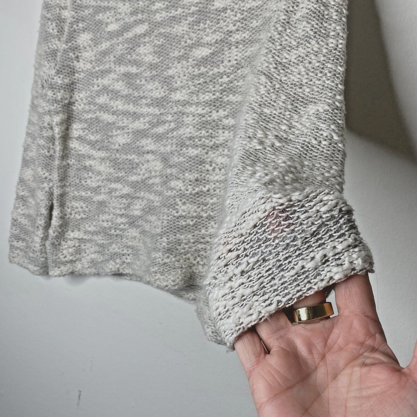 Ace Delivery Off White Cream Gray Marled Light Weight Boucle Sweater Size XS