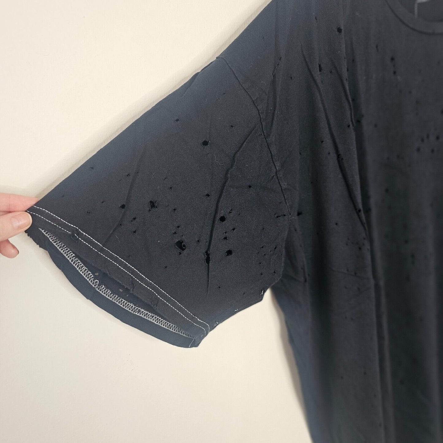 U.S. Alteration Vintage Black Distressed Short Sleeve Round Neck T-shirt XXL