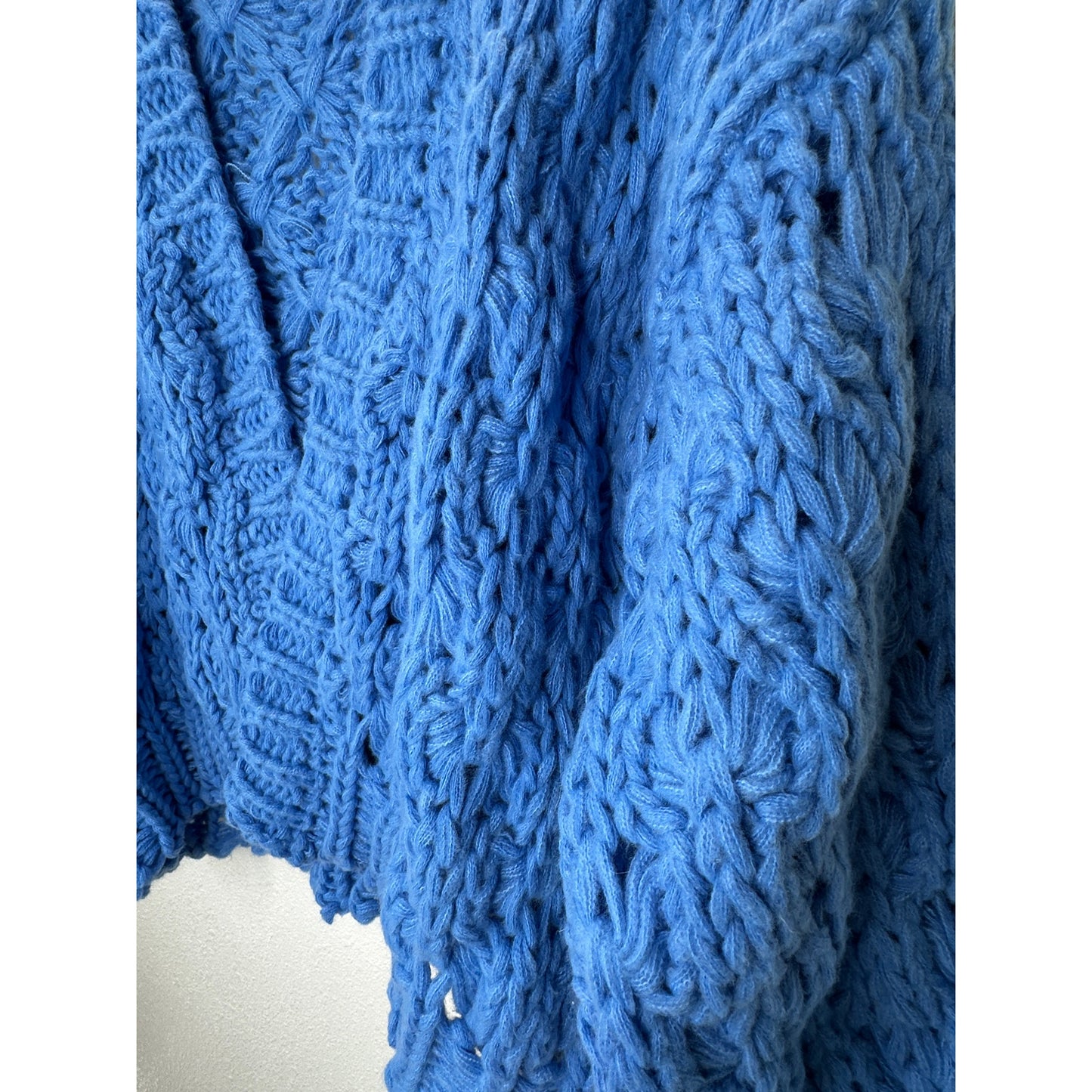 Vici Dusty Blue Chunky Knit Oversized Open Front Cardigan Sweater S