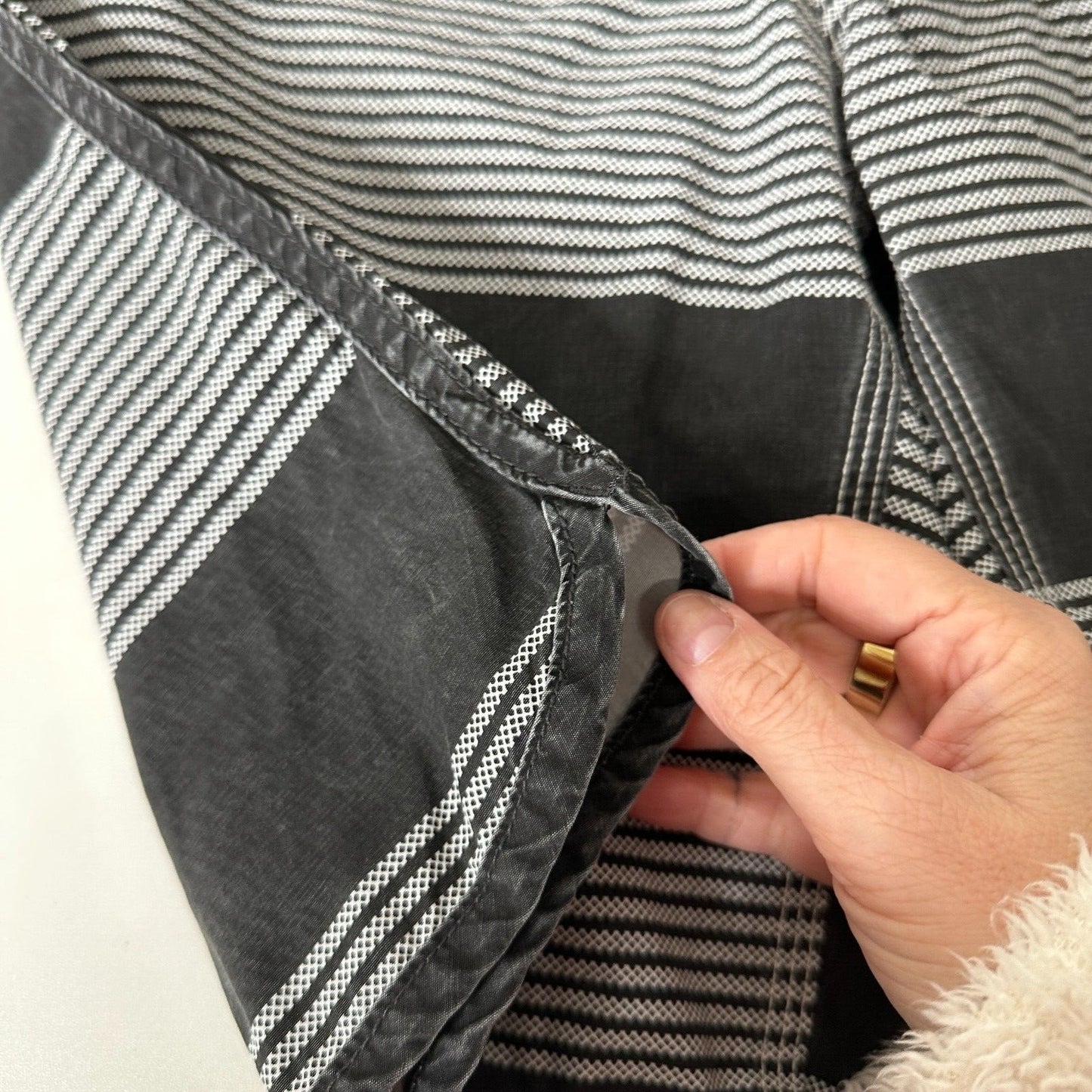 3rd & Army Mens Black & White Stripe Tie Waist Back Button Pocket Board Short 30