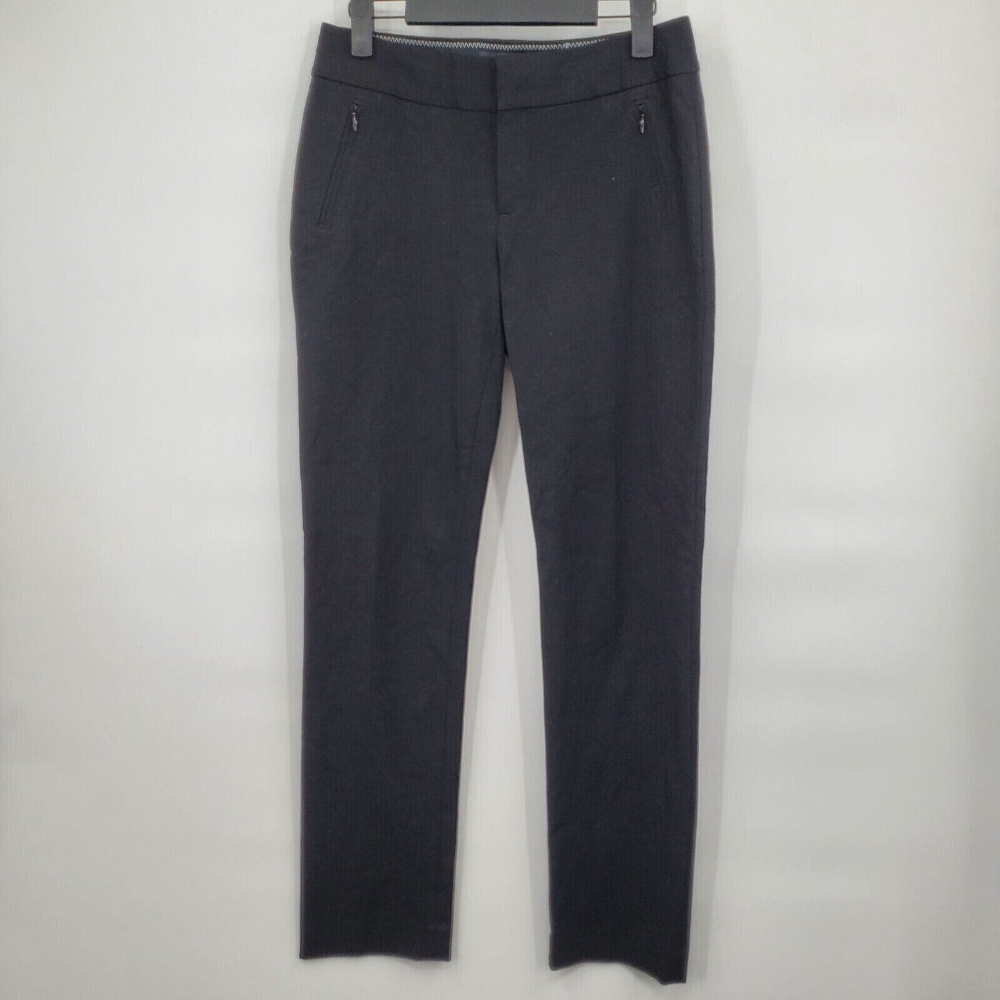 Banana Republic Black Martin Fit Stretch Chino Trouser Long Pants Zip Pocket 8