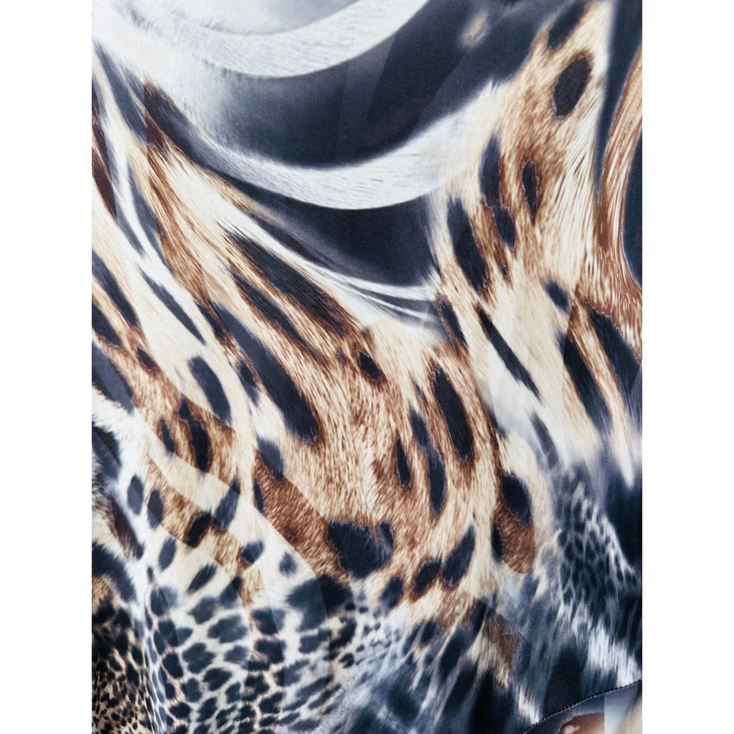 Torn by Ronny Kobo Black White Brown Animal Print Long Sleeve Bodycon Dress S