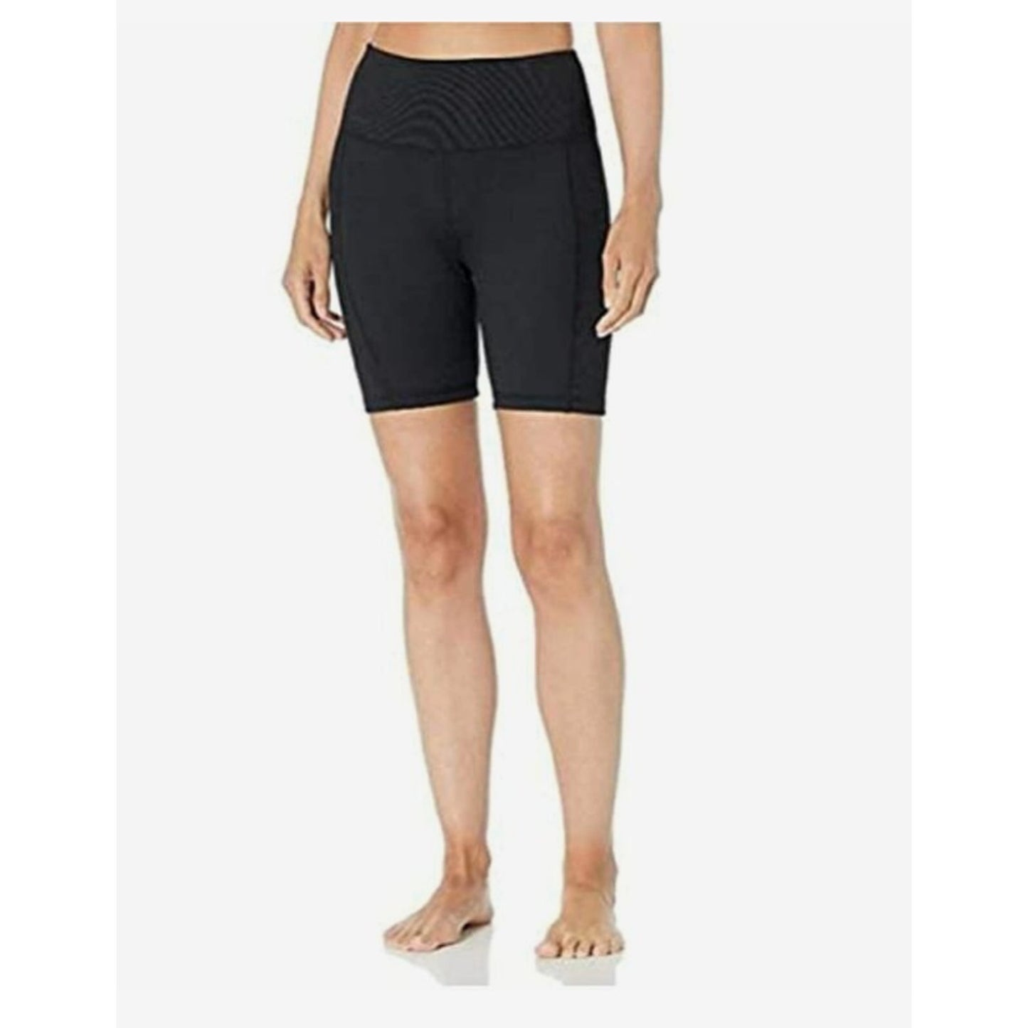 Danskin Black Bike Shorts Side Pockets High Rise Shaping Contour Seams