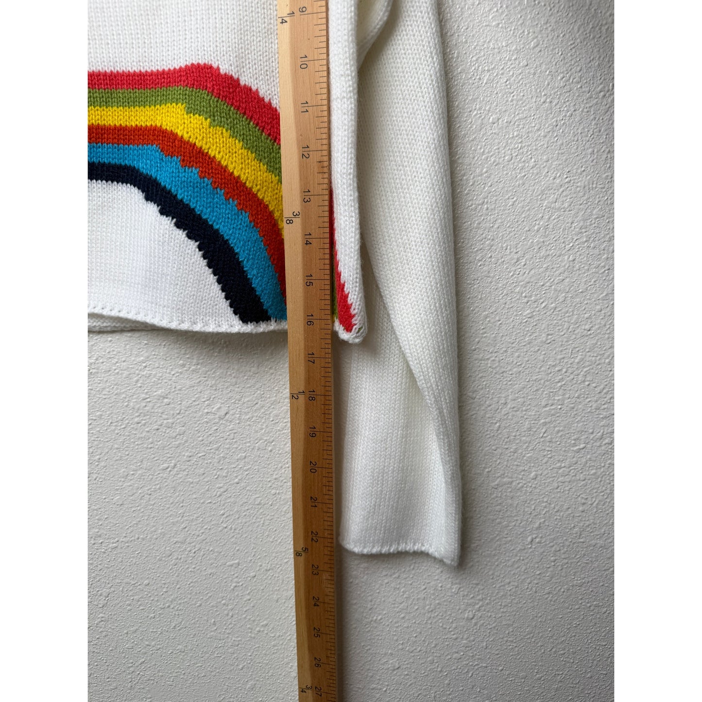 White Rainbow Cropped Sweater Women's M