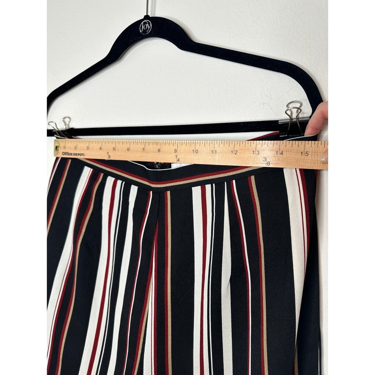 About Us Lenny Black Red White Stripe Pants Flare Trousers Back Zip Pockets L