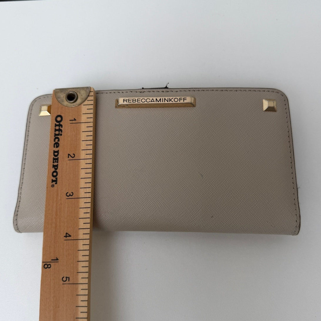 Rebecca Minkoff Continental Bifold Wallet Taupe Saffiano Women's Studded