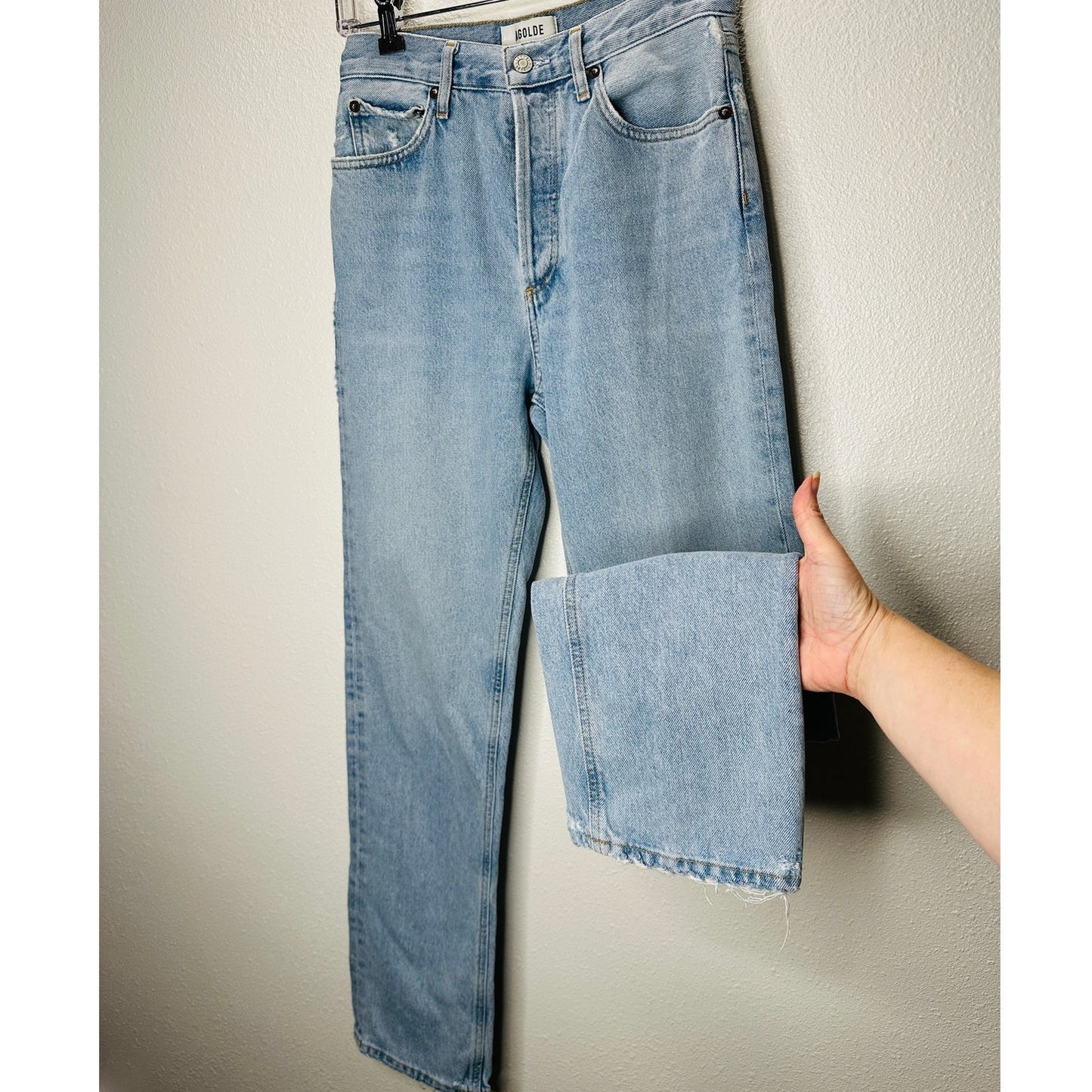 AGOLDE Light Blue Lana Straight Leg Button Fly Denim Jeans 24