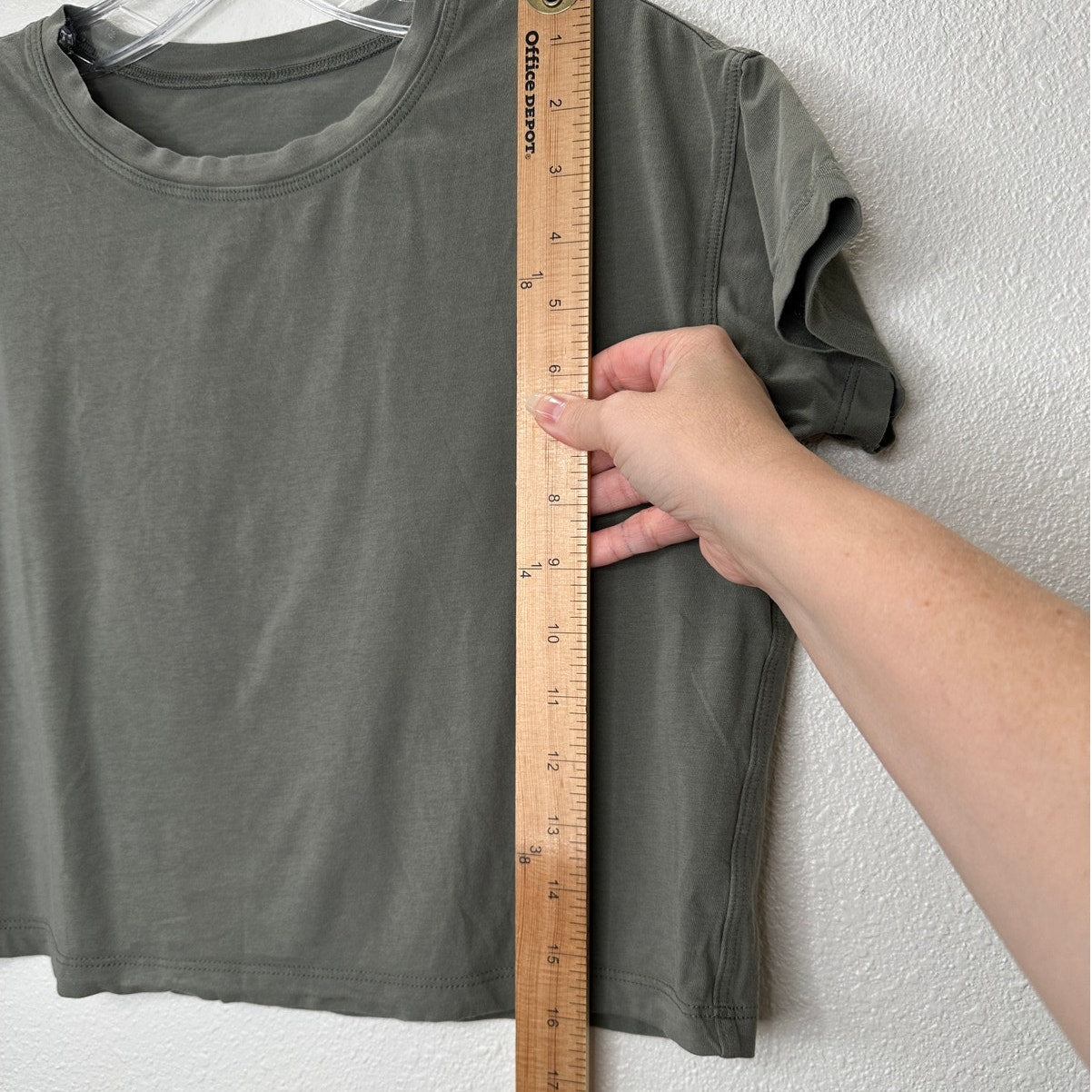 Lululemon Dusty Olive Green Round Neck Short Sleeve Crop Tee 6