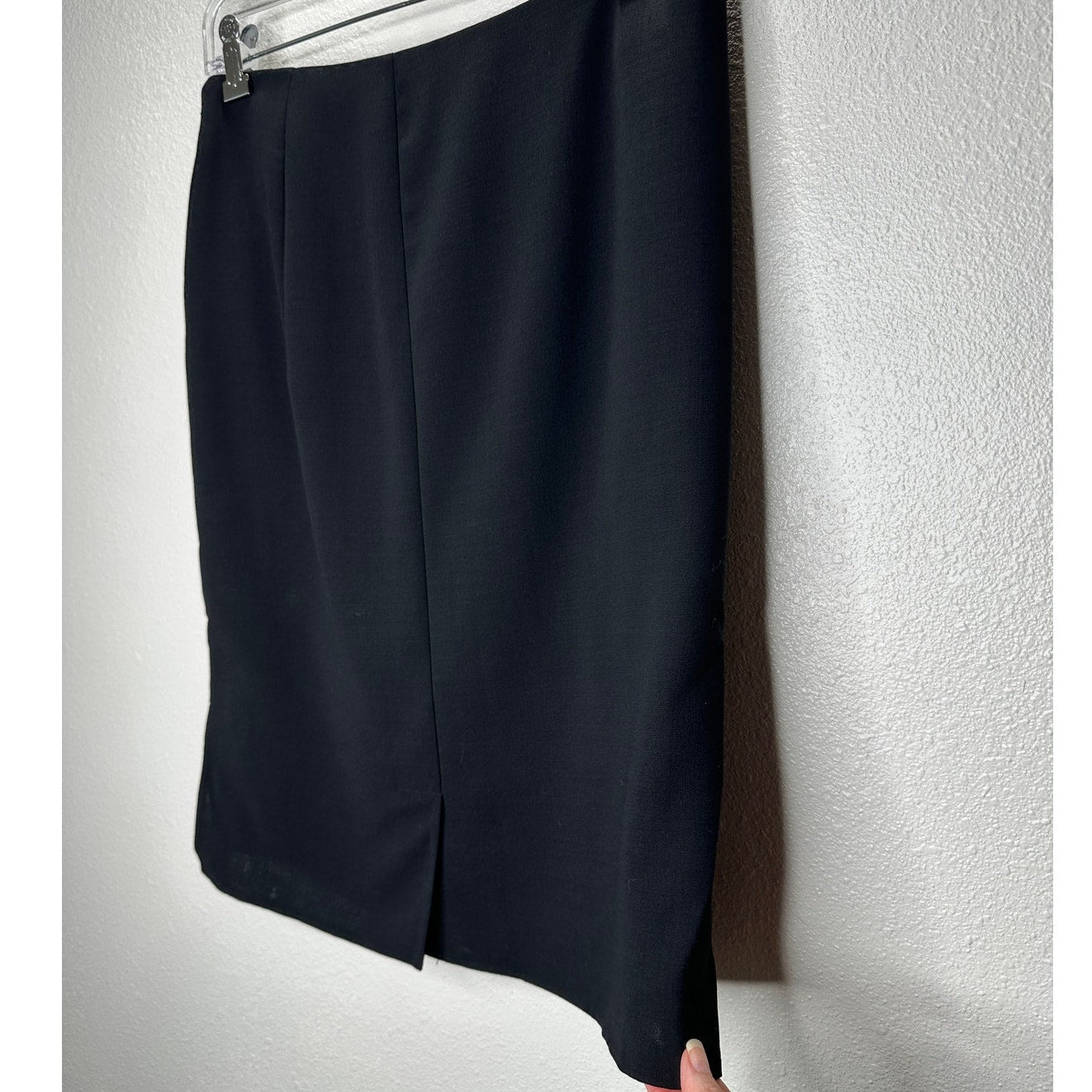 Akris Black Wool Blend Pencil Skirt 4 Hem Slits Front & Side Zippers 6