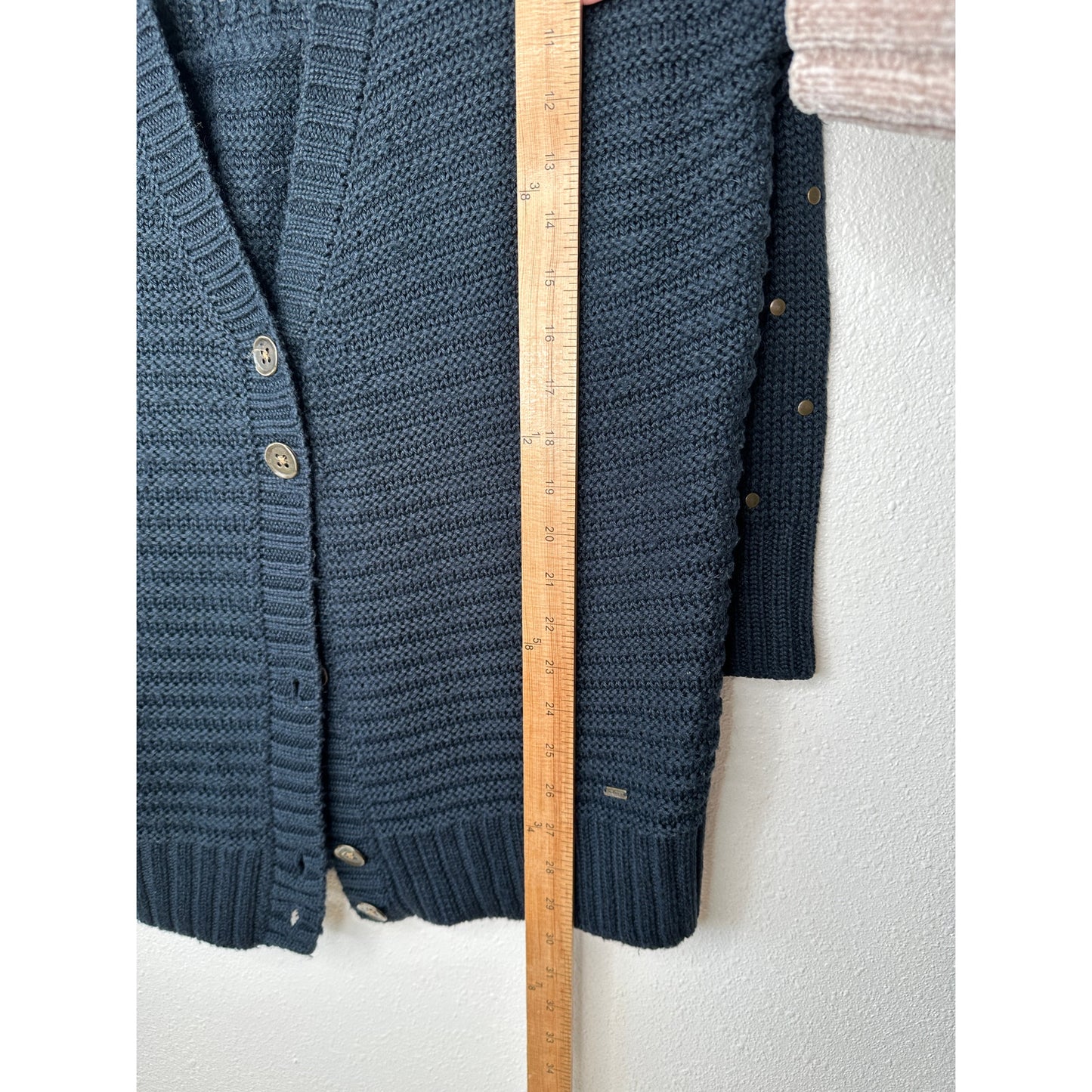 Volcom Black Cardigan Gold Studded Sleeves Gold Buttons