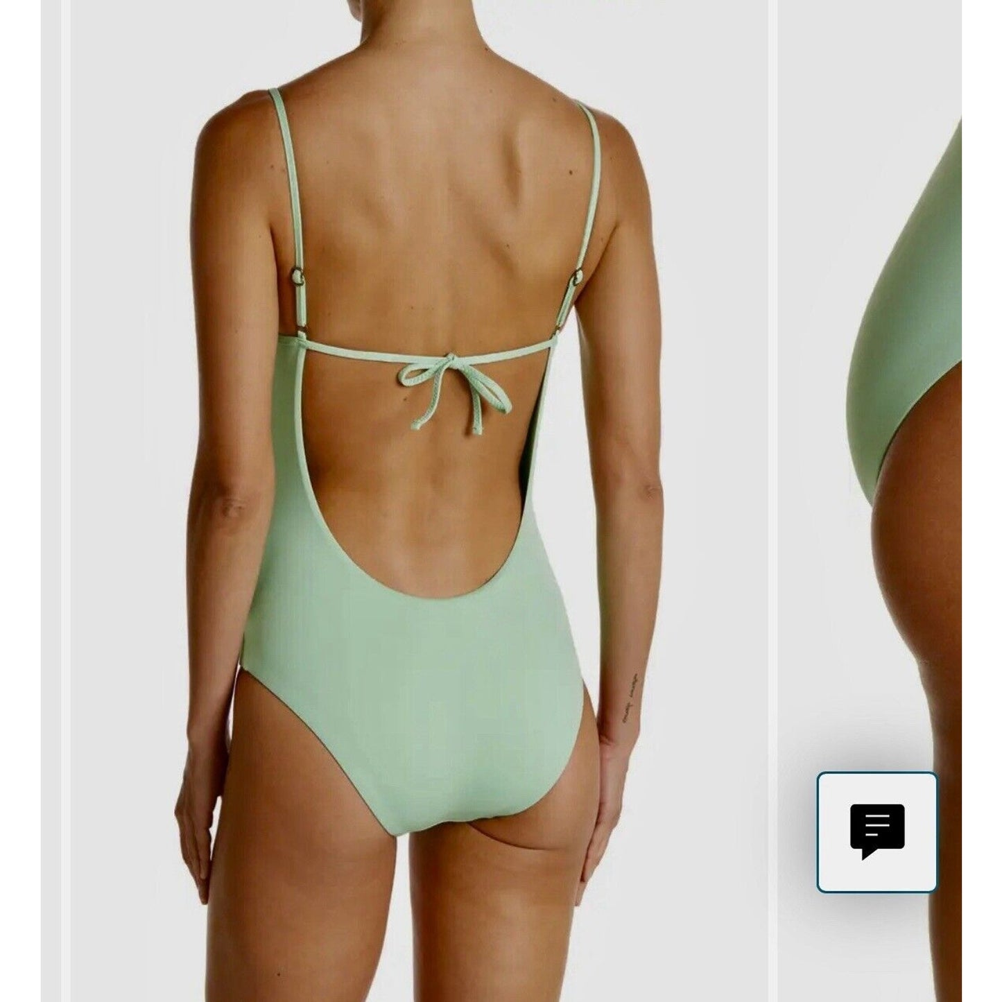 Becca Mint Green Scoop Neck Spaghetti Strap Back Tie Bathing Suit Large