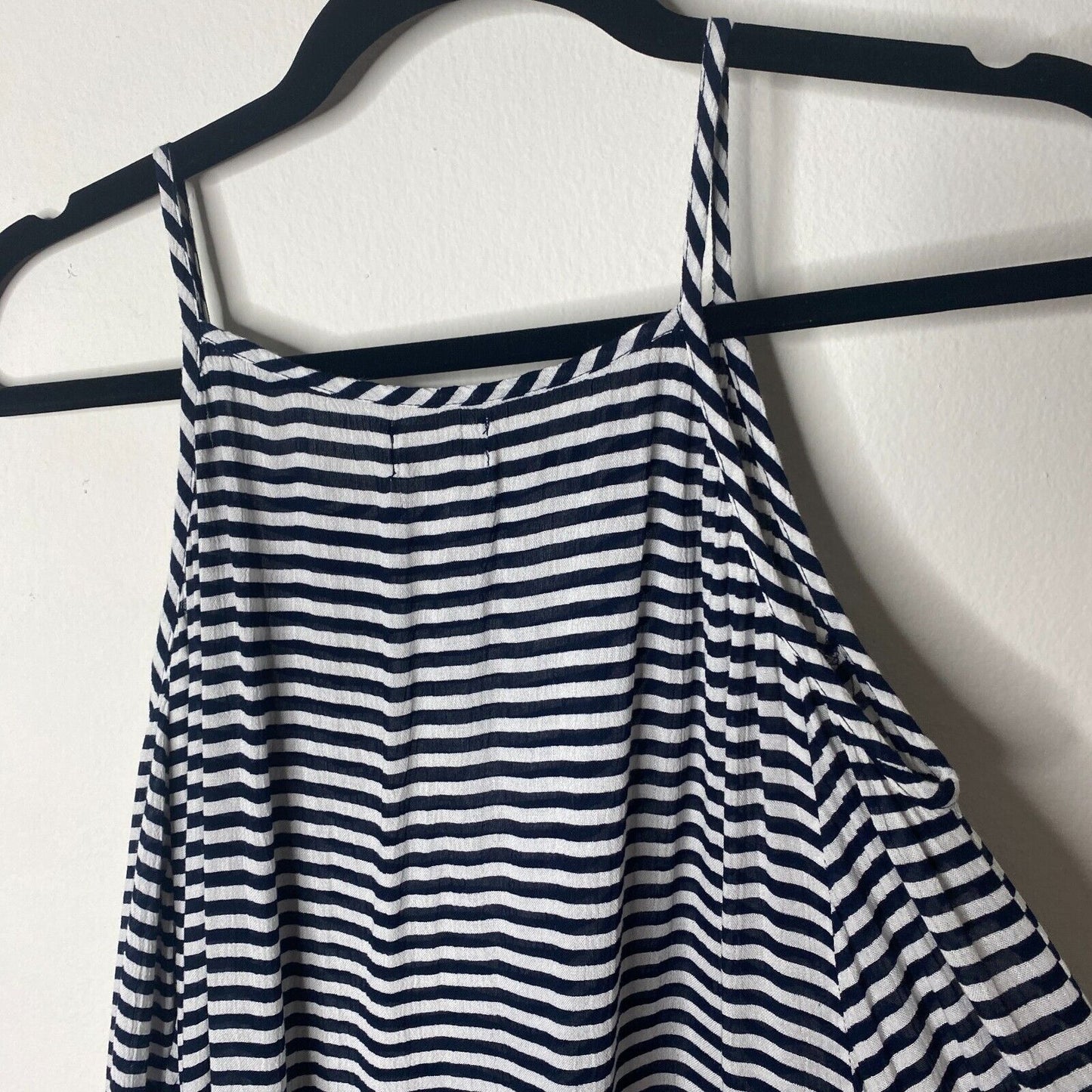 Mudpie Navy & White Thin Striped Flowy Sleeveless Stretch Tank Shift Dress S