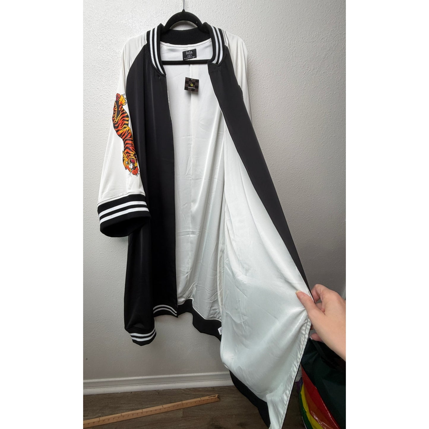 NWT Dressed in Lala Black Kimono Bomber Women's S/M