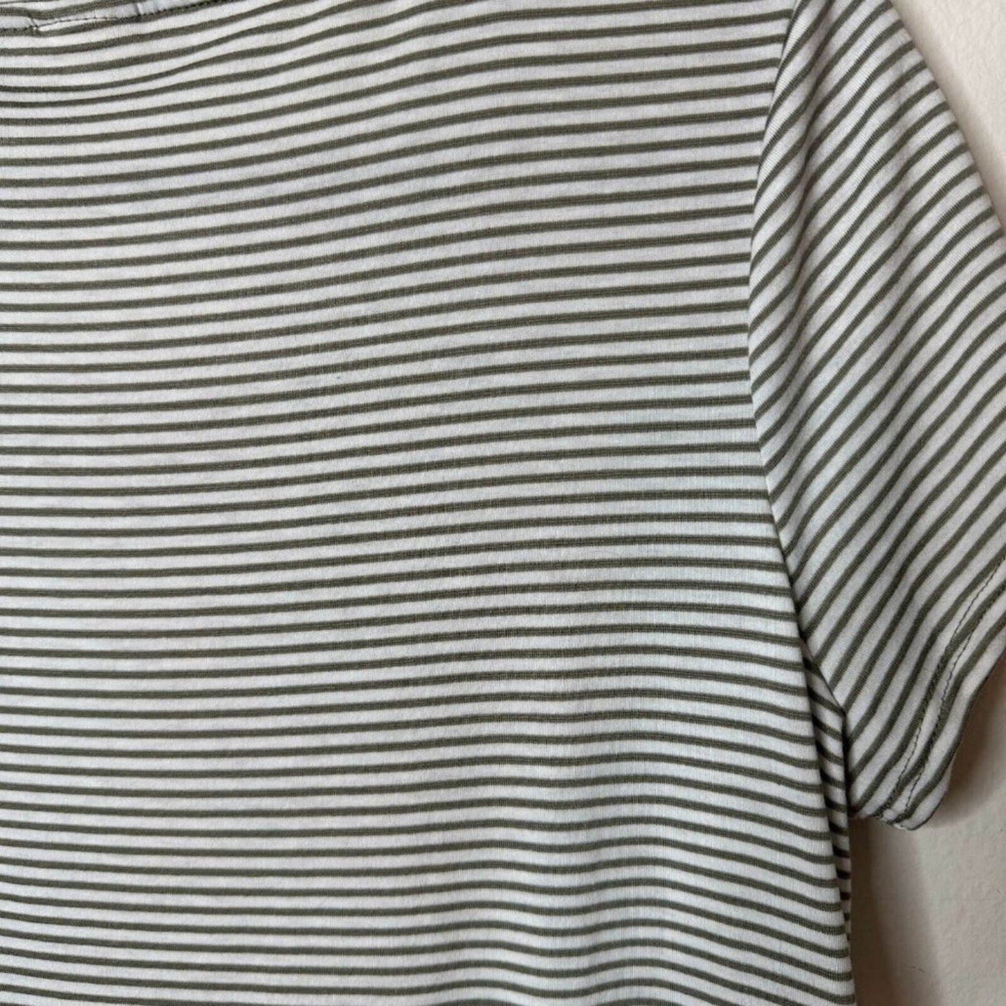 NWT Chico's Zenergy Wild At Heart Olive White Stripe V-Neck Tee  1