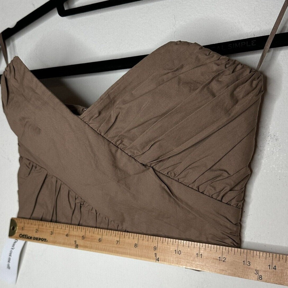 NWT BEC + BRIDGE 2-Piece Mocha Sweetheart Neck Bandeau & Pleat Gathered Skirt 2