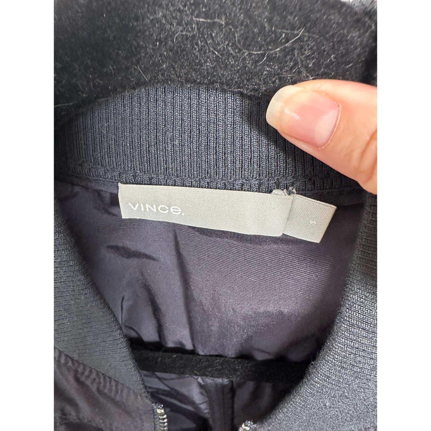 Vince Black Ruched Bomber Style Zip Jacket With Pockets Small