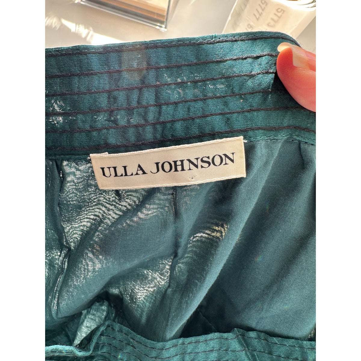 Ulla Johnson emerald green tiered prairie skirt women’s 6 silk-cotton lined