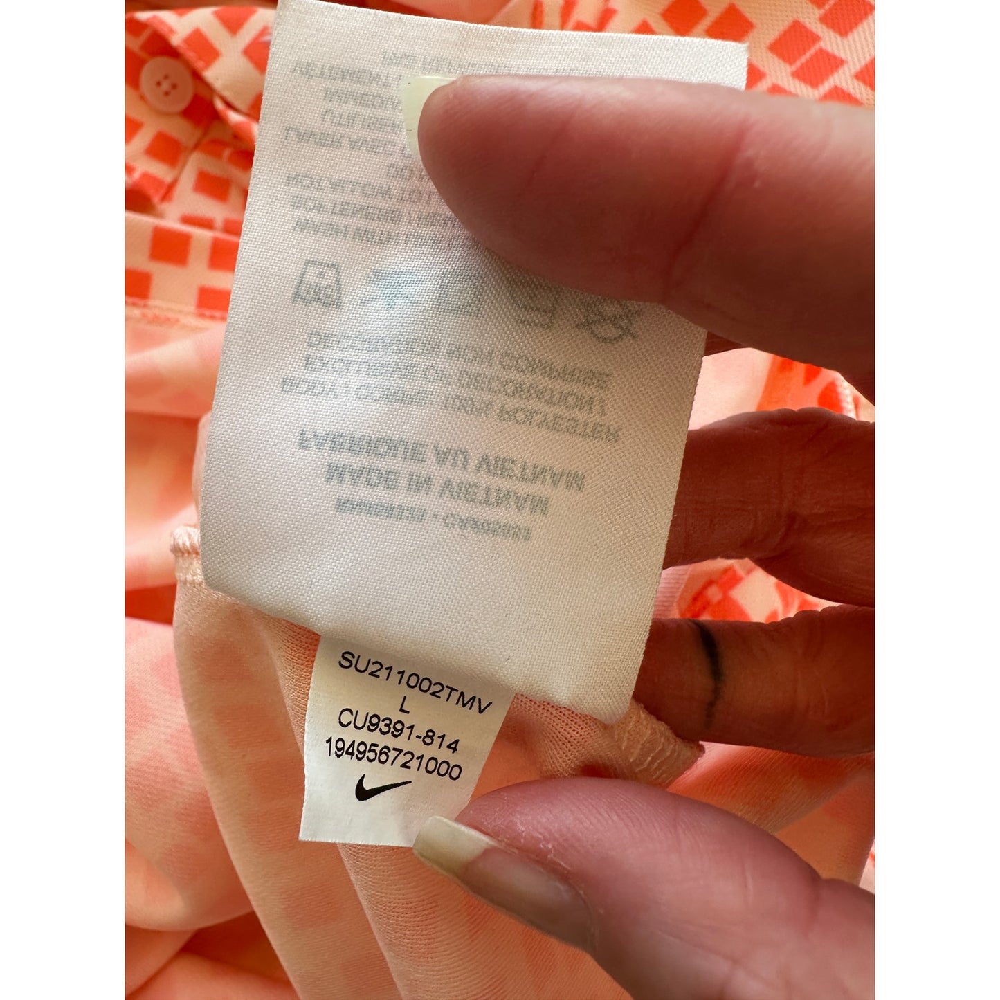 Nike Peach & Cream Breathe Golf Dry-Fit Polo Shirt L