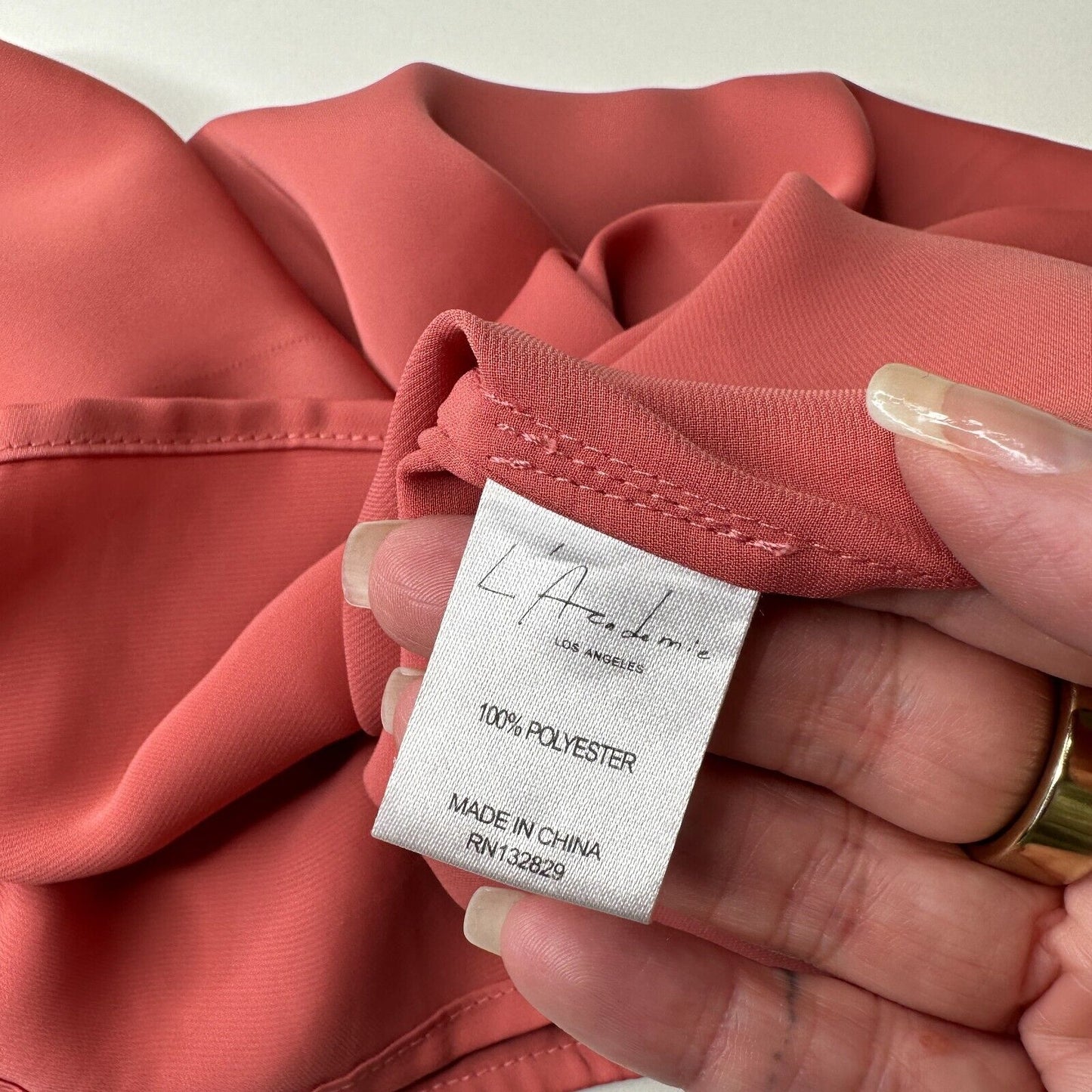 L'Academie Peach 5-Button Loop Close Knit Tank Adjustable Straps Cami Top L