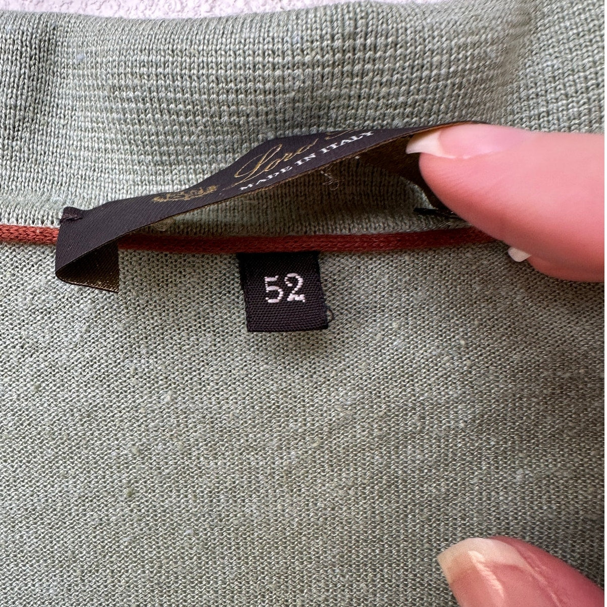 Loro Piana Polo Shirt Sage Green Mens US L Slub