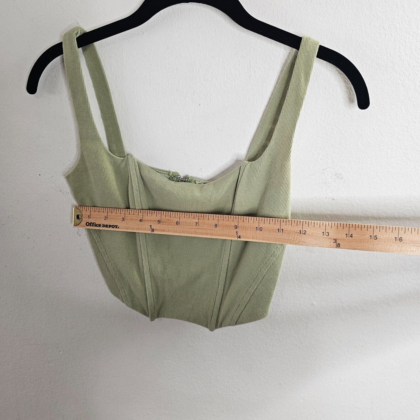 Beige Botany Ultra Soft Structured Mint Green Square Neck Corset Crop Top Small