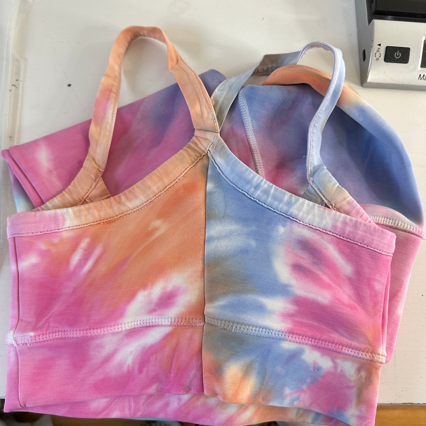 Chaser Pastel Pink Blue Orange Tie Dye Yoga Pants & Matching Sports Bra XS