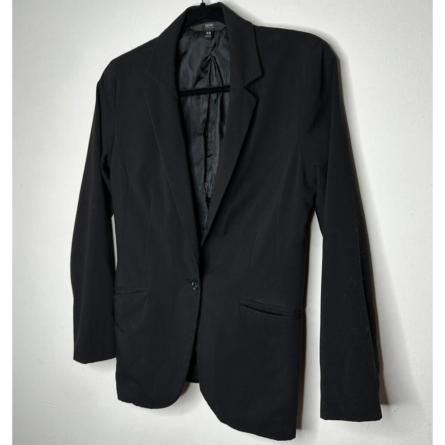 Mossimo Jet Black One Button Welt Pockets Casual Blazer Jacket Size XS