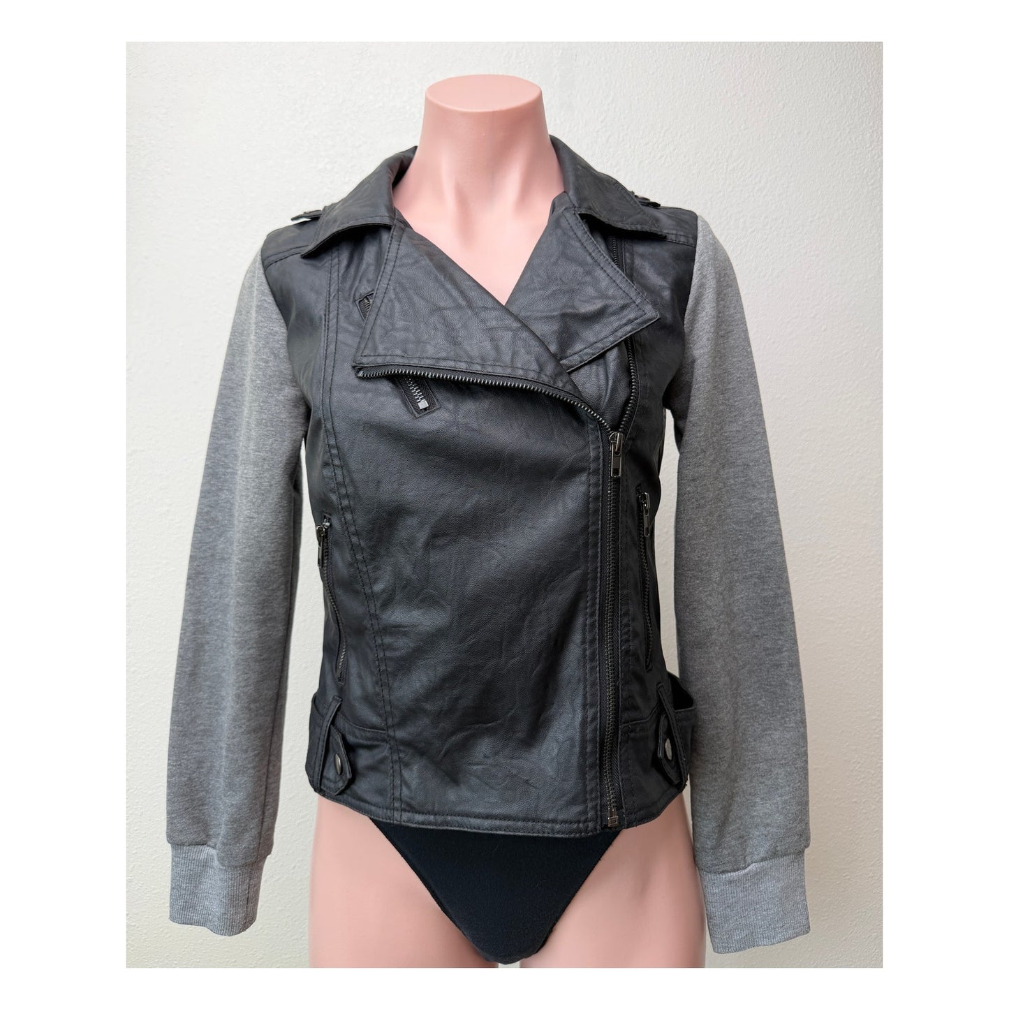 Foreign Exchange Black Gray Womens S Moto Jacket