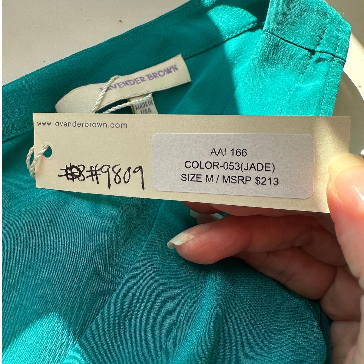 NWT Lavender Brown Jade Teal V-Neck Satin Faux Wrap Dress M