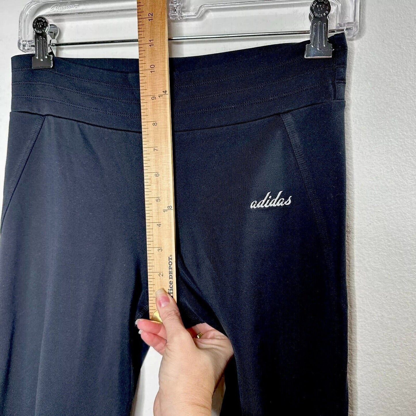 Adidas 3 Stripe Black Stretch Comfortable Capri Wide Leg Cropped Pants Medium