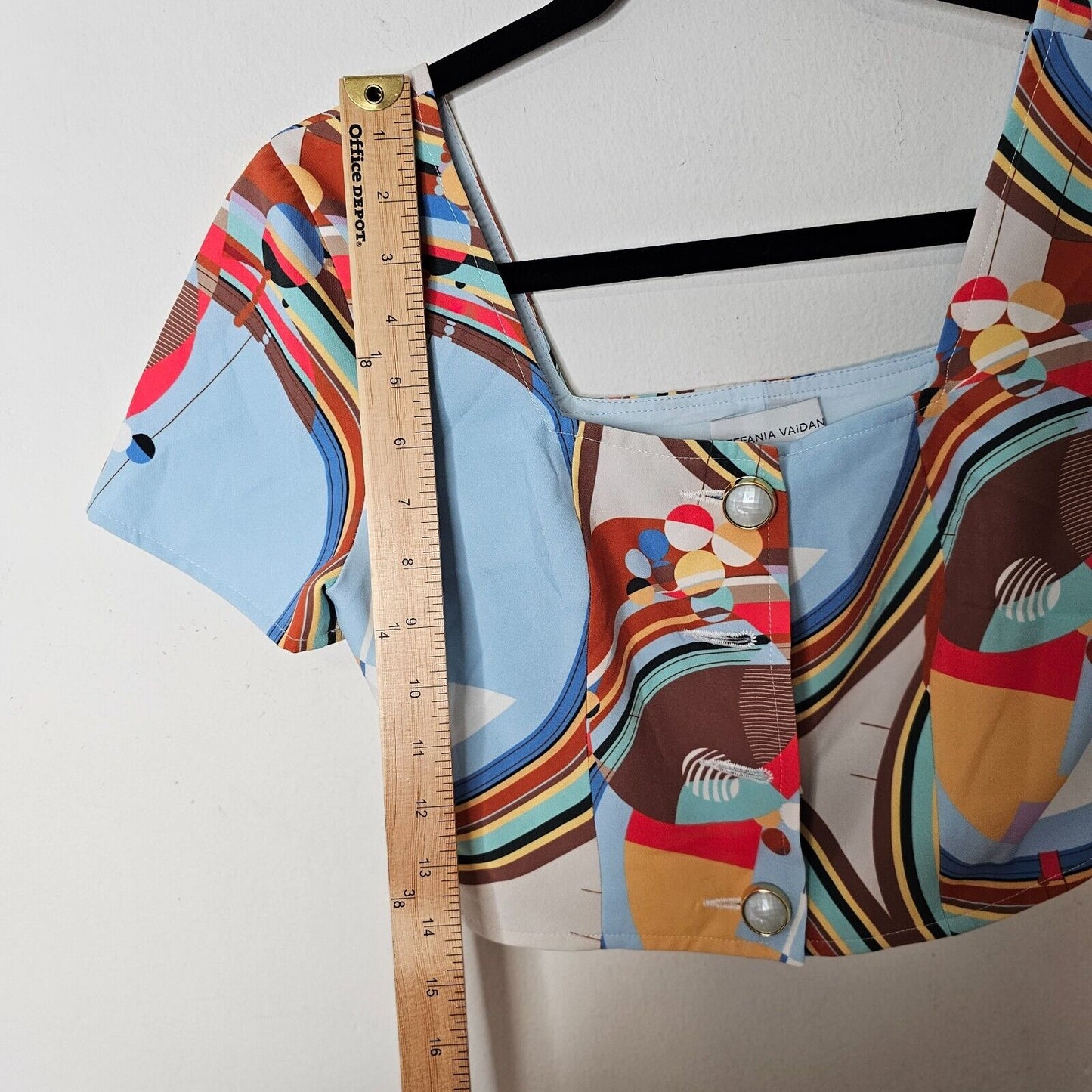 NWT Stefania Vaidani 60s Front Button Crop Top and Matching Button Mini Skirt SM